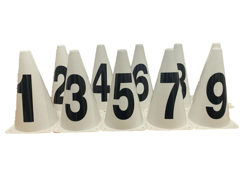 Marker Cone White Numbered 1-10
